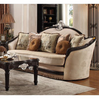 Thumbnail for Ernestine Sofa with 7 Pillows in Tan Fabric and Black