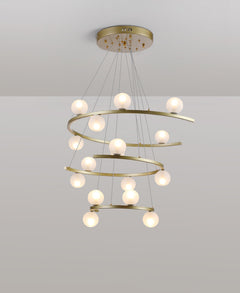 Top view of the 16-light chandelier, emphasizing its circular arrangement.