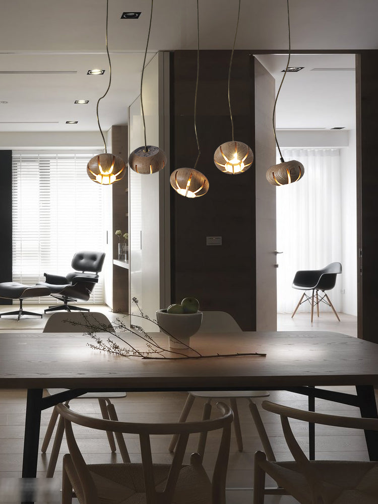 Flower Wooden Chandelier | Natural Brass LED | Aurorae