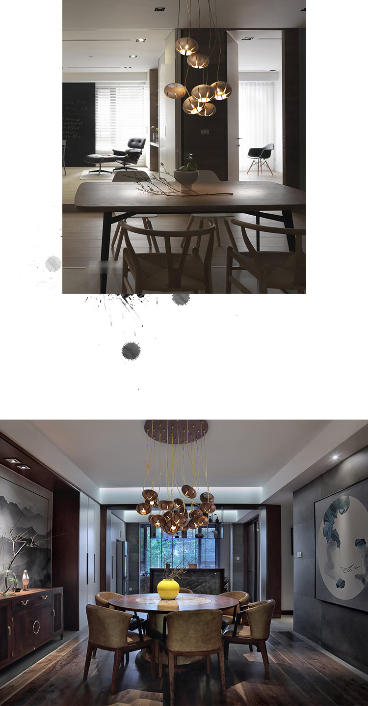 Flower Wooden Chandelier | Natural Brass LED | Aurorae