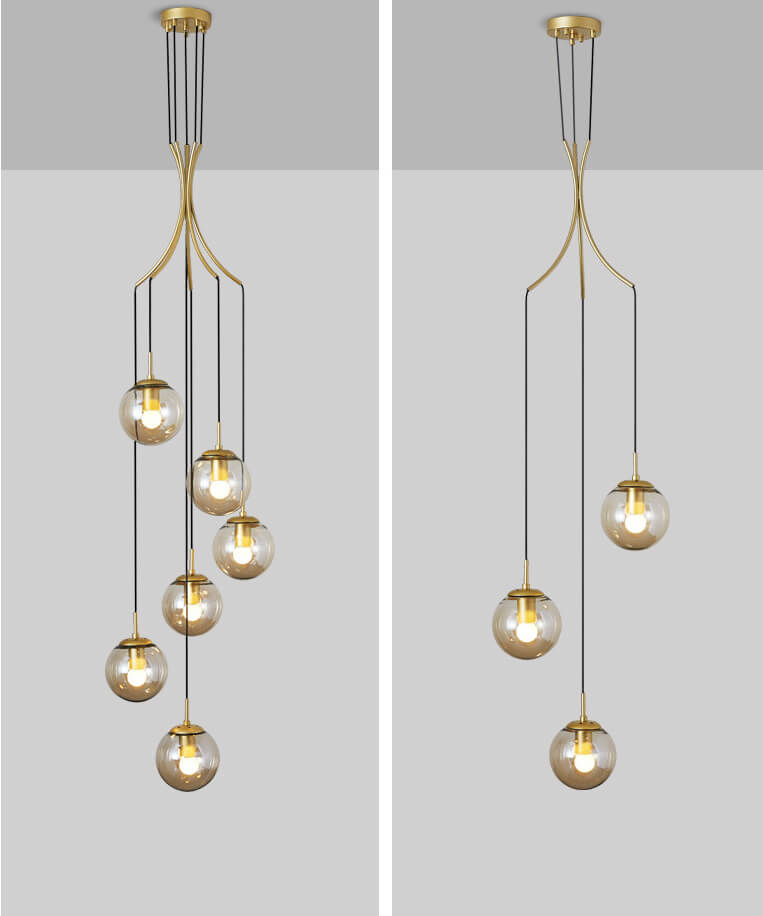 Glass Ball Pendant Light in Cognac | Amber LED | Aurorae