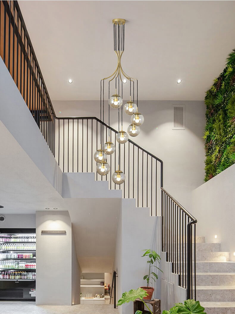 Glass Ball Pendant Light in Cognac | Amber LED | Aurorae