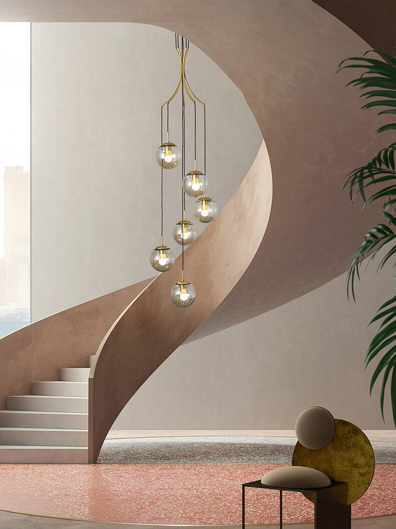 Glass Ball Pendant Light in Cognac | Amber LED | Aurorae