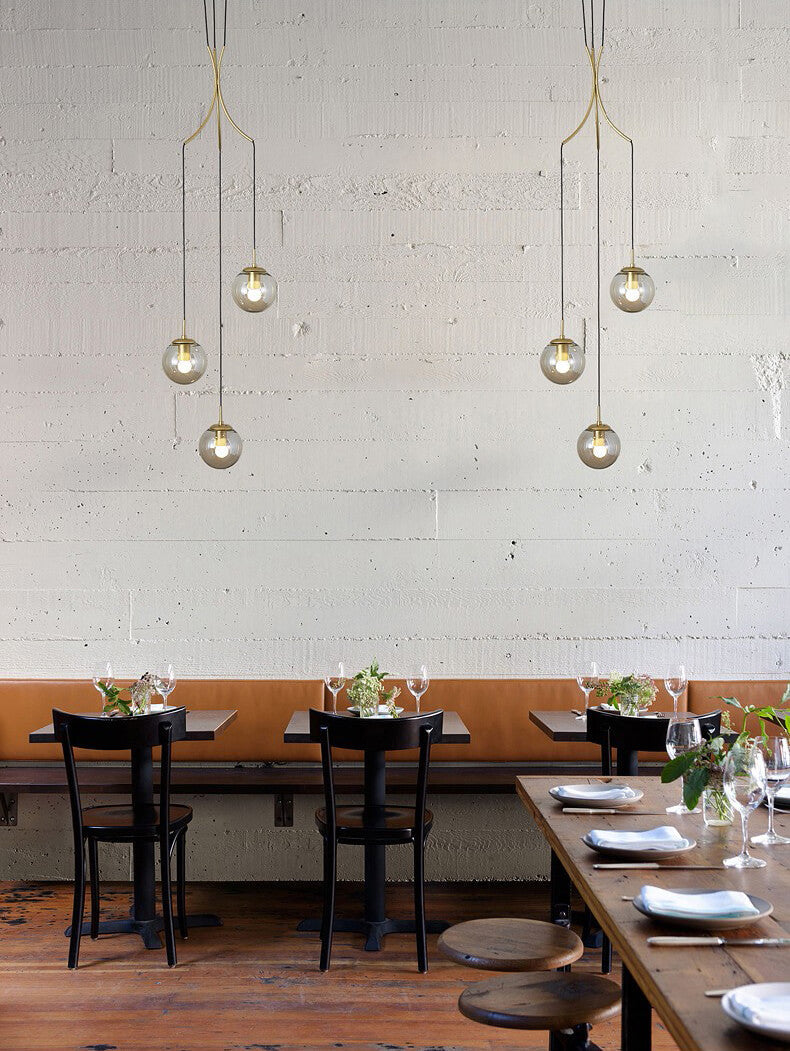 Glass Ball Pendant Light in Cognac | Amber LED | Aurorae