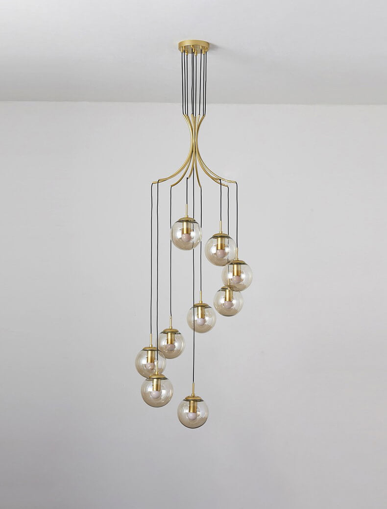 Glass Ball Pendant Light in Cognac | Amber LED | Aurorae