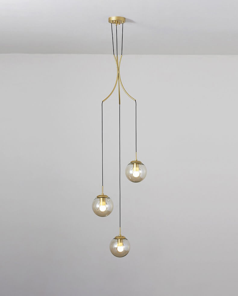 Glass Ball Pendant Light in Cognac | Amber LED | Aurorae