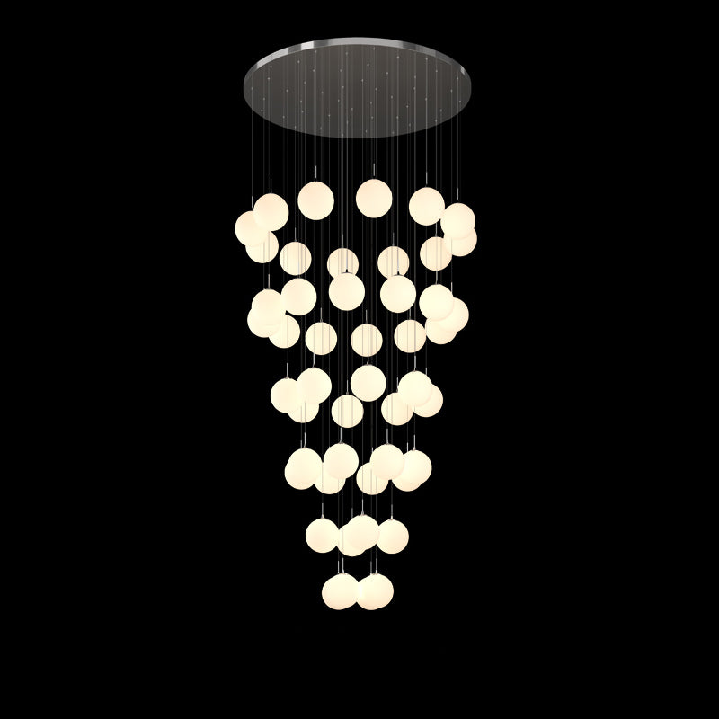 hanging chandelier in stairwell