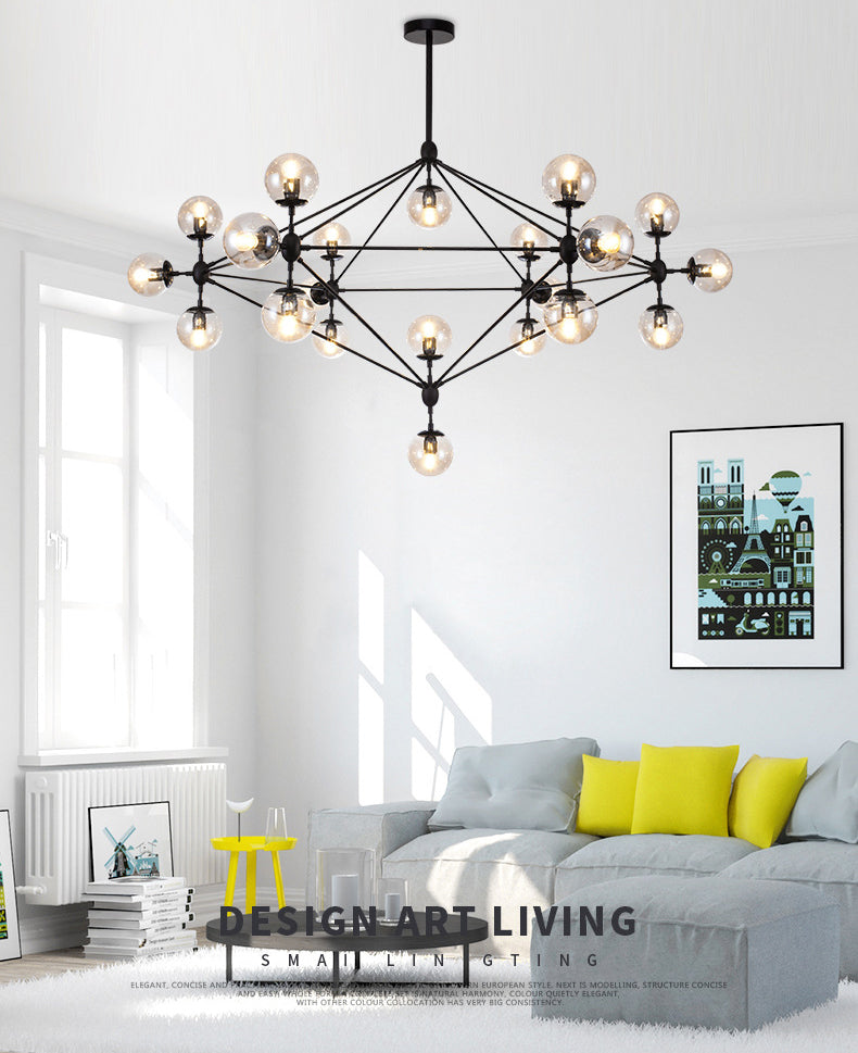 Glass Molecular Chandelier | Modern Globe LED | Aurorae