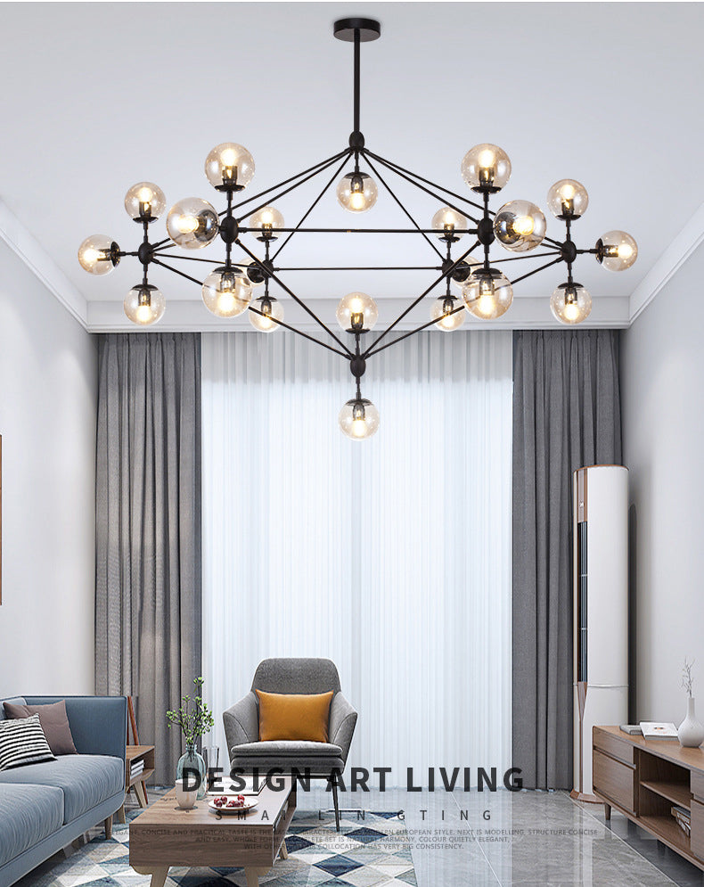 Glass Molecular Chandelier | Modern Globe LED | Aurorae