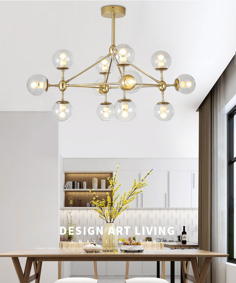 Glass Molecular Chandelier | Modern Globe LED | Aurorae