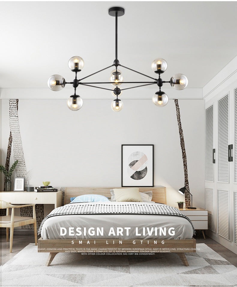 Glass Molecular Chandelier | Modern Globe LED | Aurorae