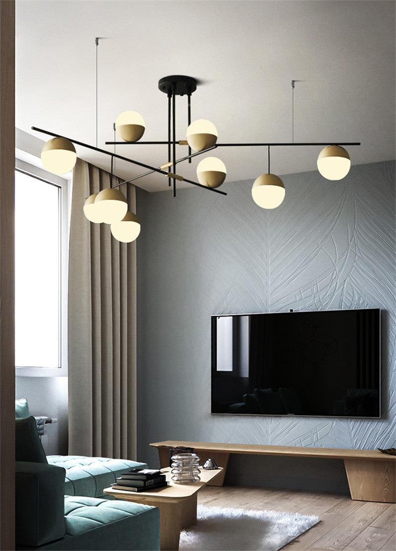 Glass Ball Balance Chandelier | Brass Modern | Aurorae