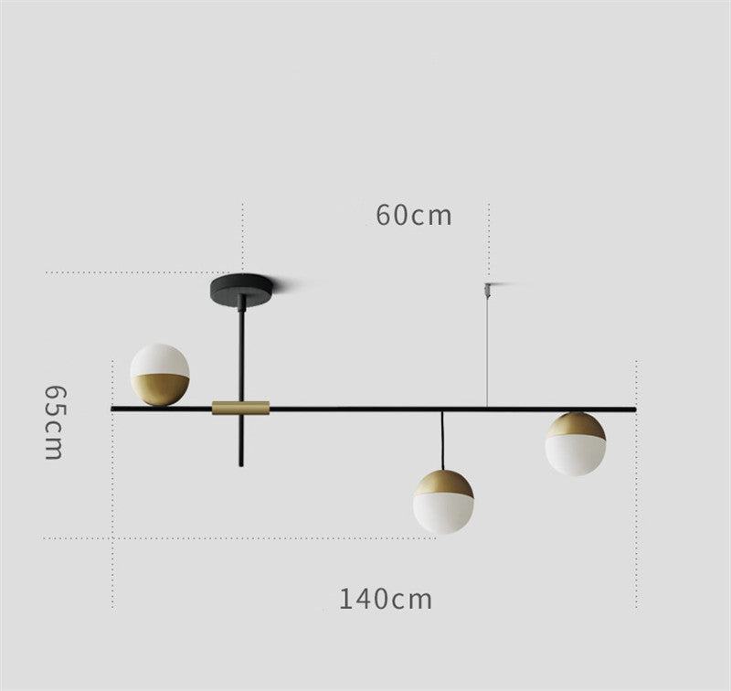 Glass Ball Balance Chandelier | Brass Modern | Aurorae