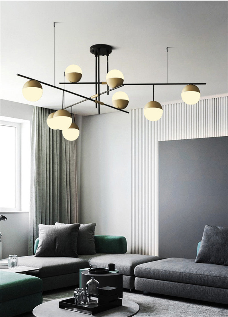 Glass Ball Balance Chandelier | Brass Modern | Aurorae