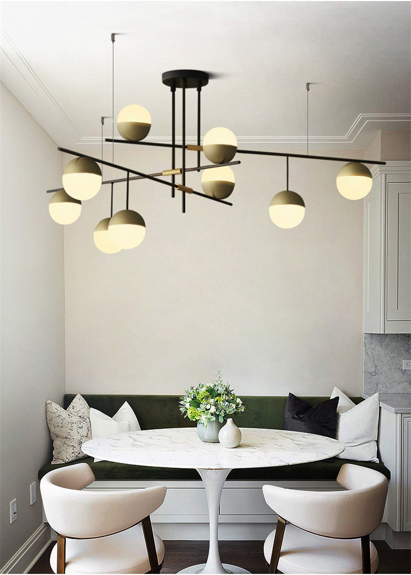 Glass Ball Balance Chandelier | Brass Modern | Aurorae