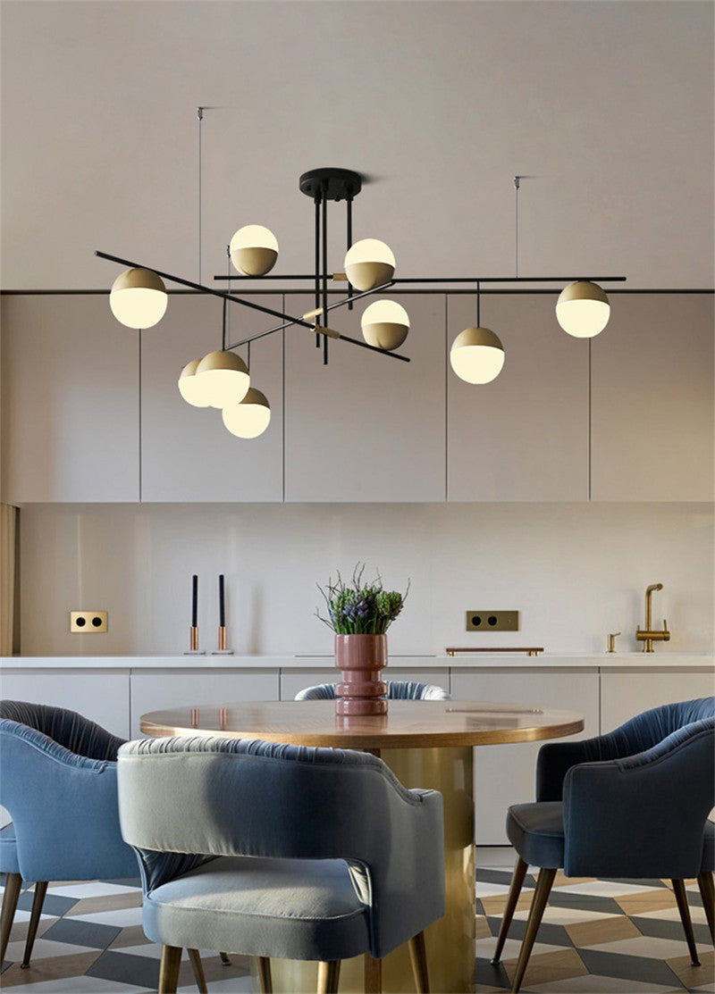 Glass Ball Balance Chandelier | Brass Modern | Aurorae