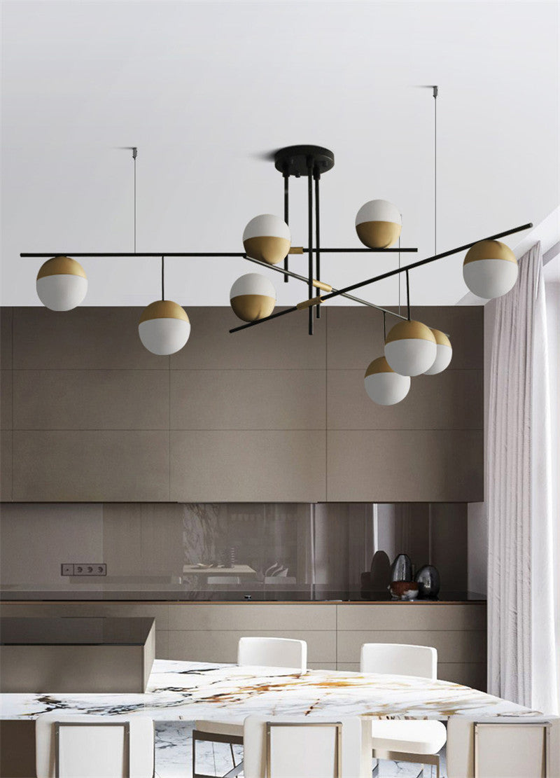 Glass Ball Balance Chandelier | Brass Modern | Aurorae
