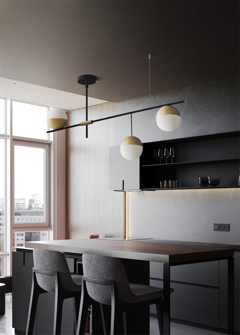 Glass Ball Balance Chandelier | Brass Modern | Aurorae