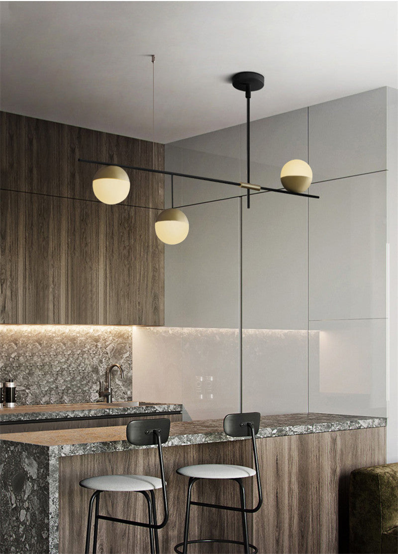 Glass Ball Balance Chandelier | Brass Modern | Aurorae