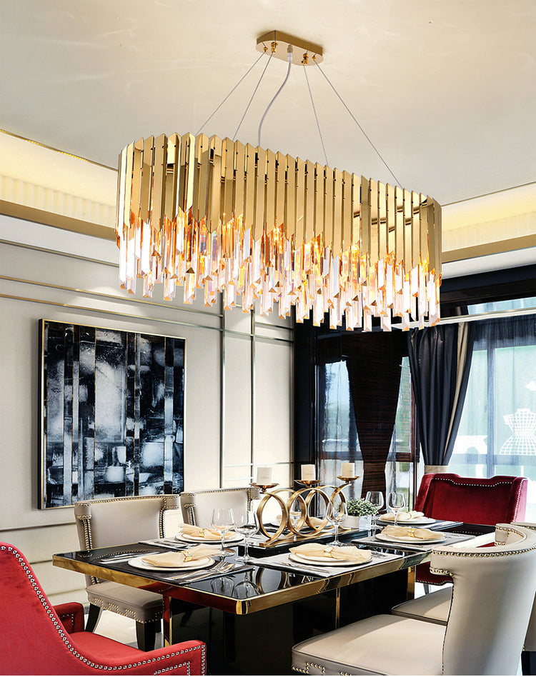 Golden Rectangular French Crystal Chandelier | LED | Aurorae