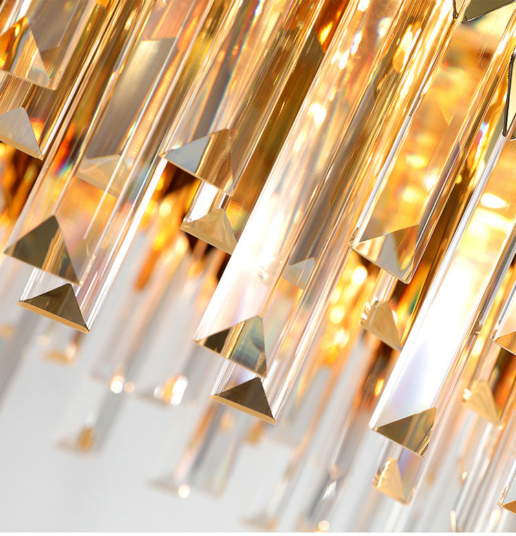 Golden Rectangular French Crystal Lamp