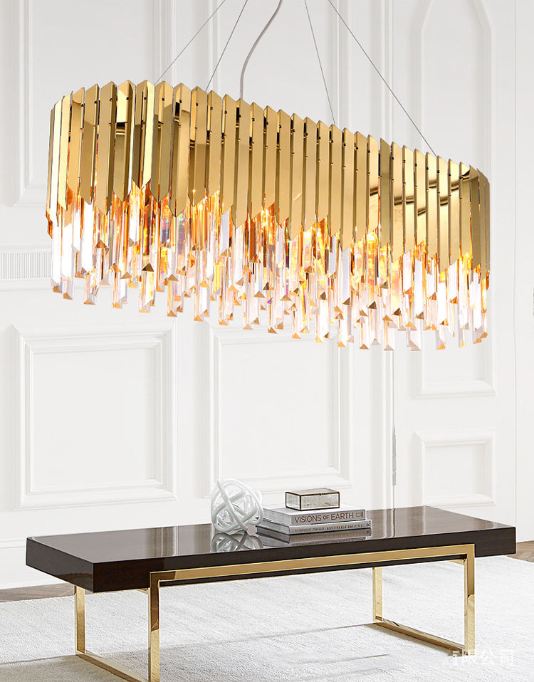 Golden Rectangular French Crystal Chandelier | LED | Aurorae