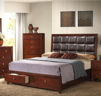 Thumbnail for Ilana Queen Bed in Brown PU | Brown Cherry