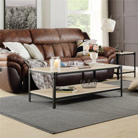 Thumbnail for Industrial Coffee Table for Living Room | Wood Look Accent Furniture