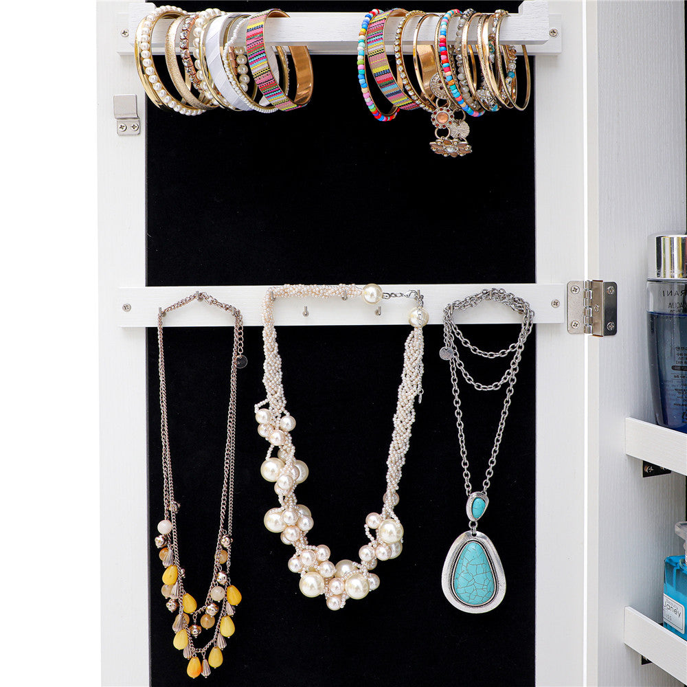 Jewelry Storage Mirror Pendant Cabinet in White