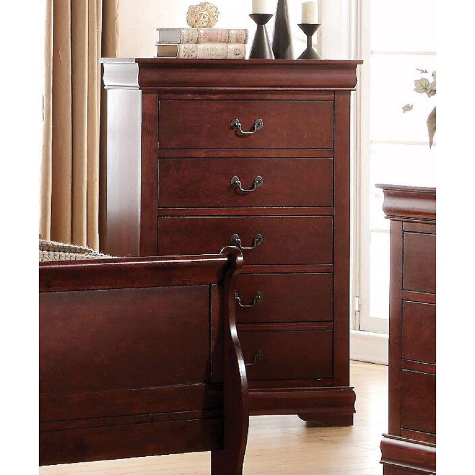 Louis Philippe Nightstand with Cherry Finish with Antique Brass