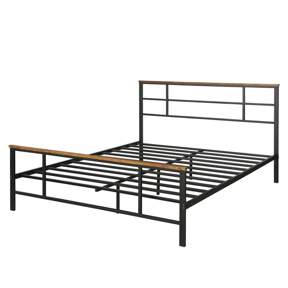 Metal Bed with Wood Decoration