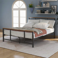 Thumbnail for Metal Bed with Wood Decoration