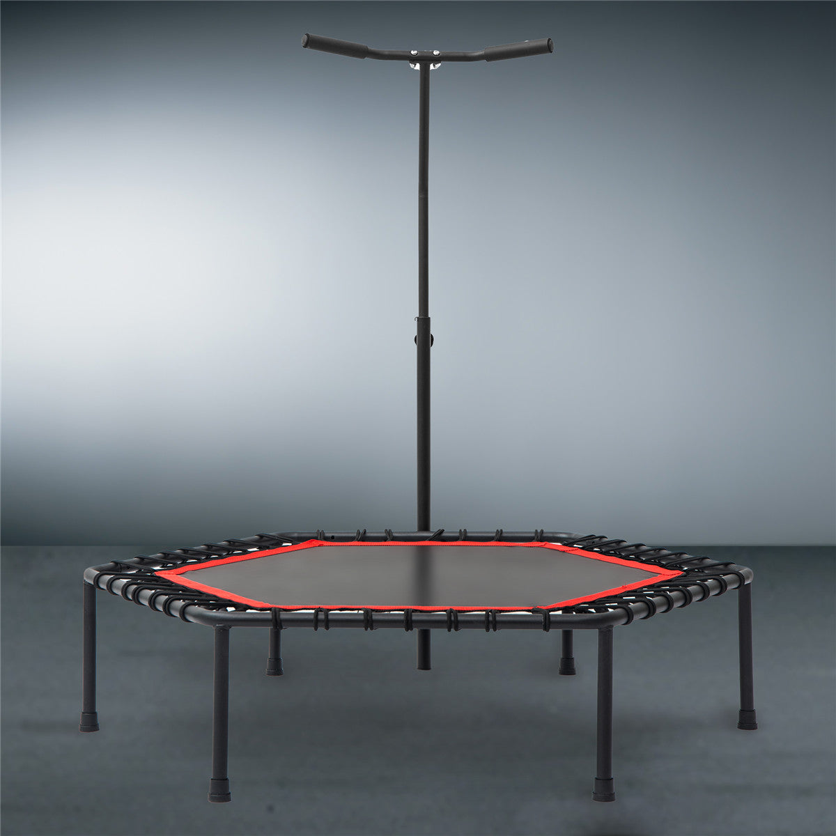 48 inch Mini Fitness Trampoline with Adjustable Handrail Bar Red