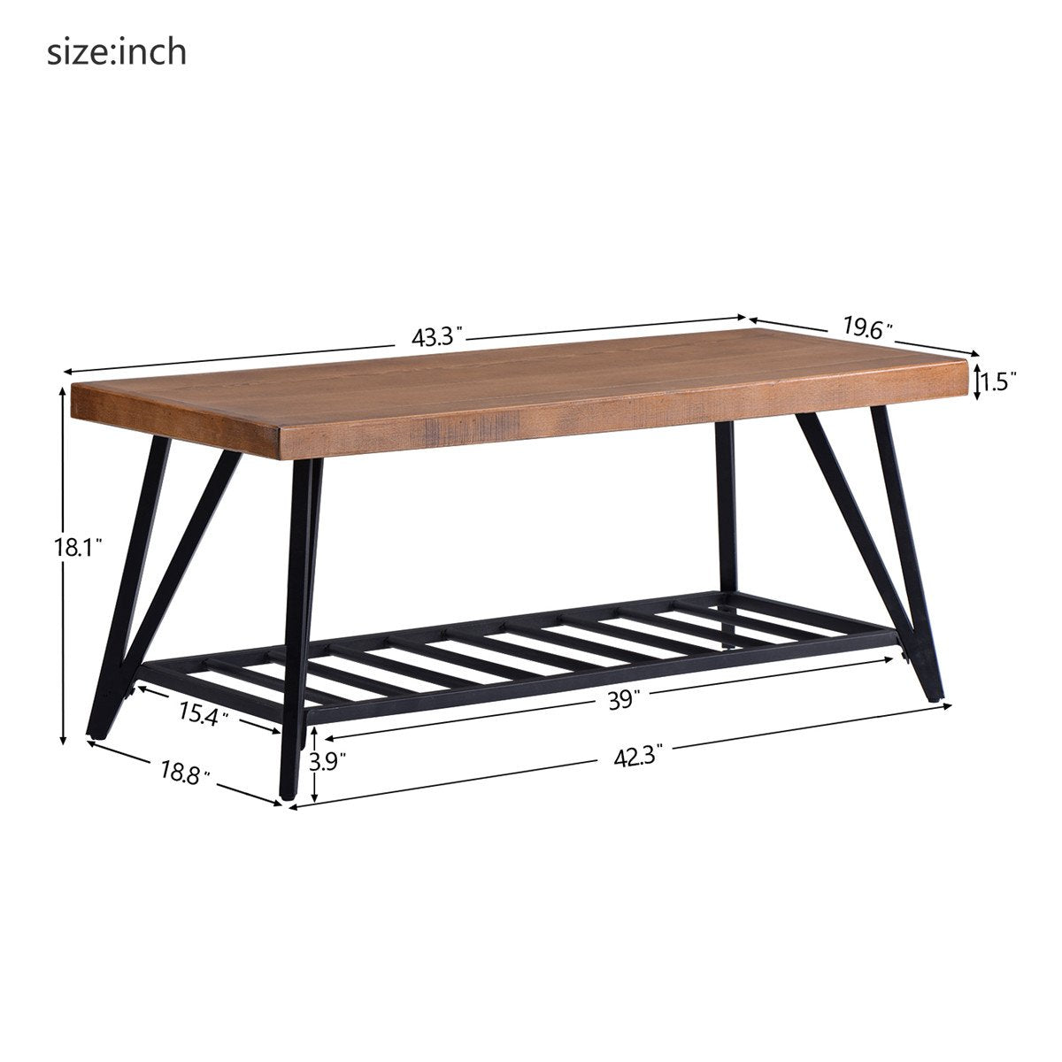 Modern Coffee Table | Easy Assembly Tea Table Cocktail Table with Lower Shelf for Living Room