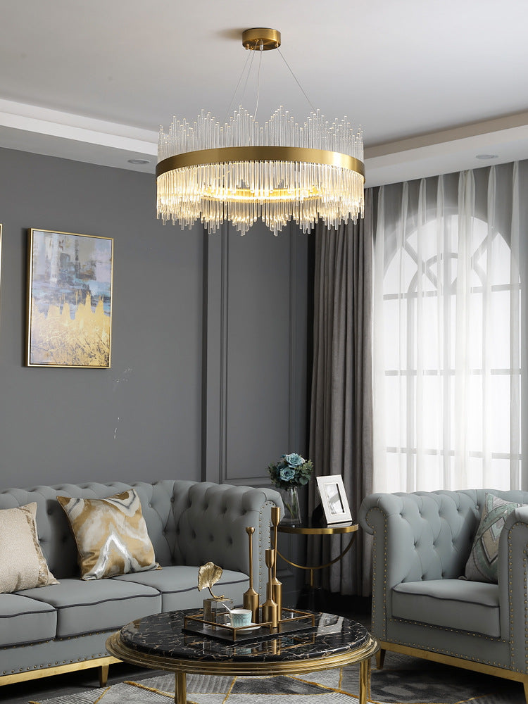 Modern Crystal Round Chandelier | Gold LED | Aurorae