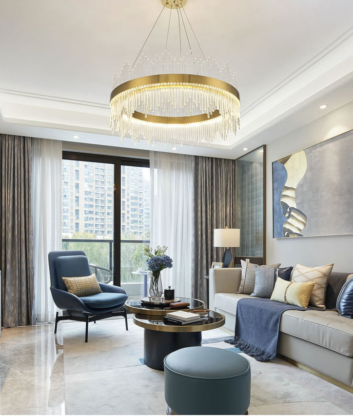 Modern Crystal Round Chandelier | Gold LED | Aurorae