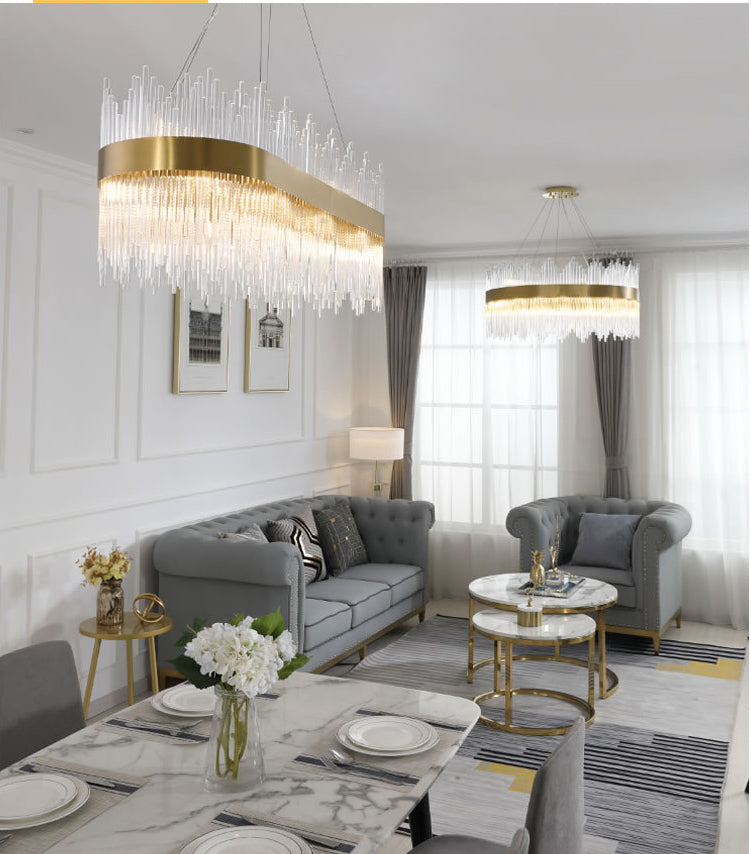 Modern Crystal Round Chandelier | Gold LED | Aurorae