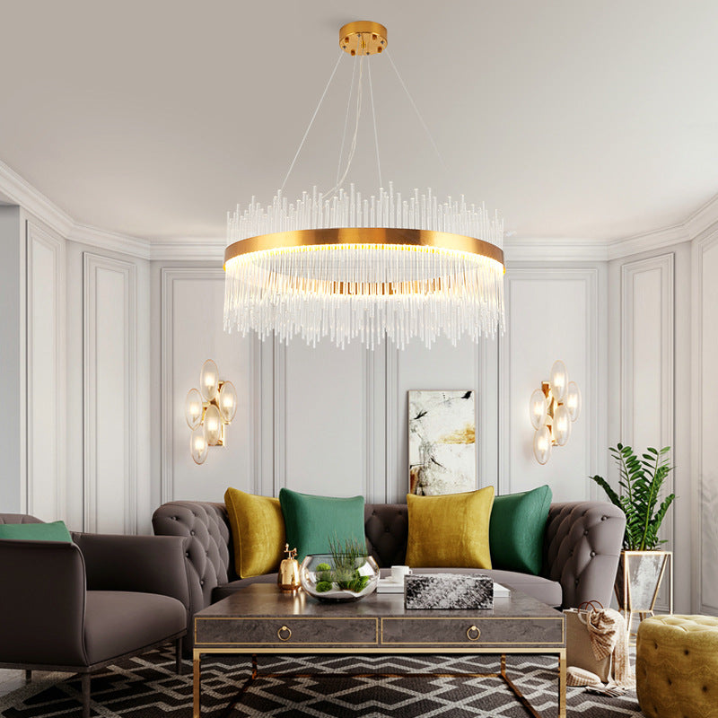 Modern Crystal Round Chandelier | Gold LED | Aurorae