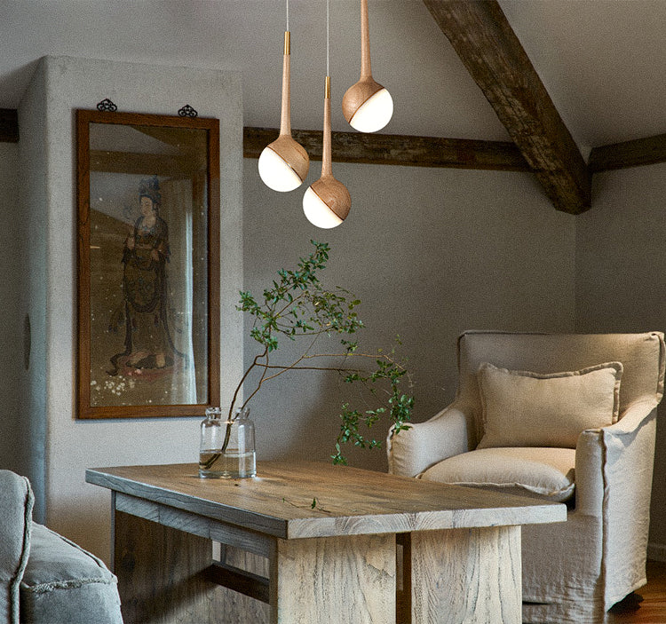 Modern Gourd Hanging Light | Wooden LED Pendant | Aurorae