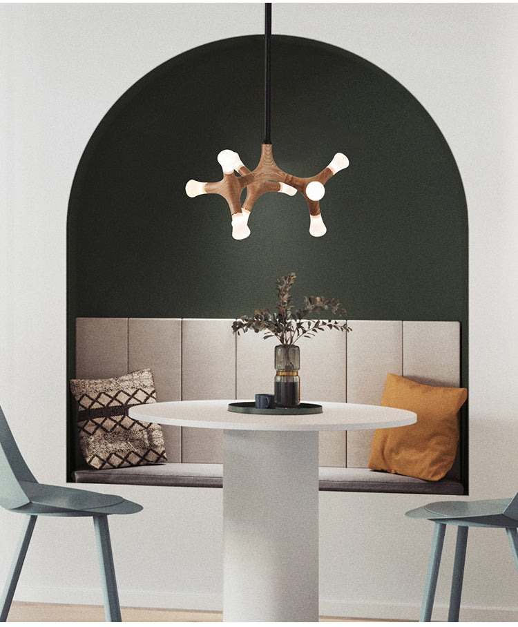 Modern Wooden Living Room Chandelier | LED Industrial | Aurorae