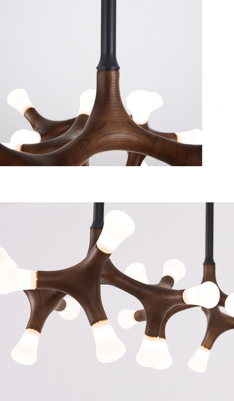 Modern Wooden Living Room Chandelier | LED Industrial | Aurorae