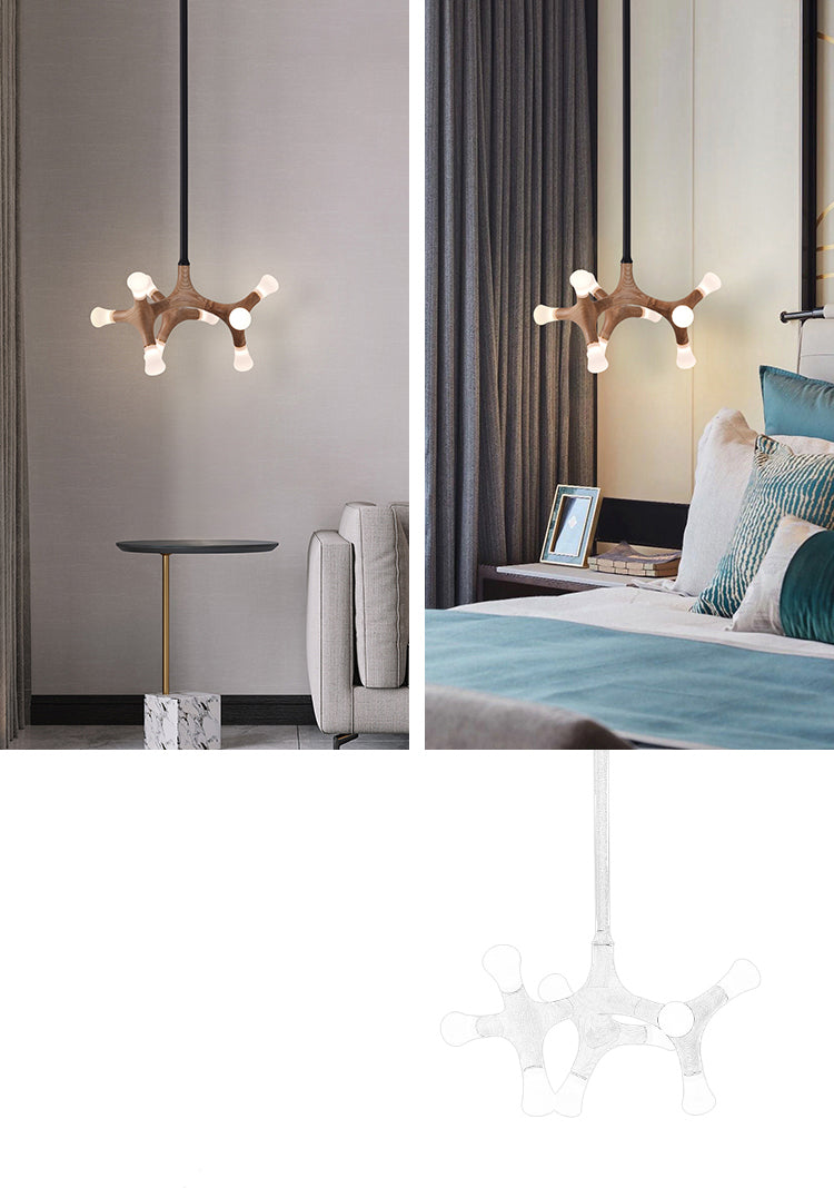 Modern Wooden Living Room Chandelier | LED Industrial | Aurorae