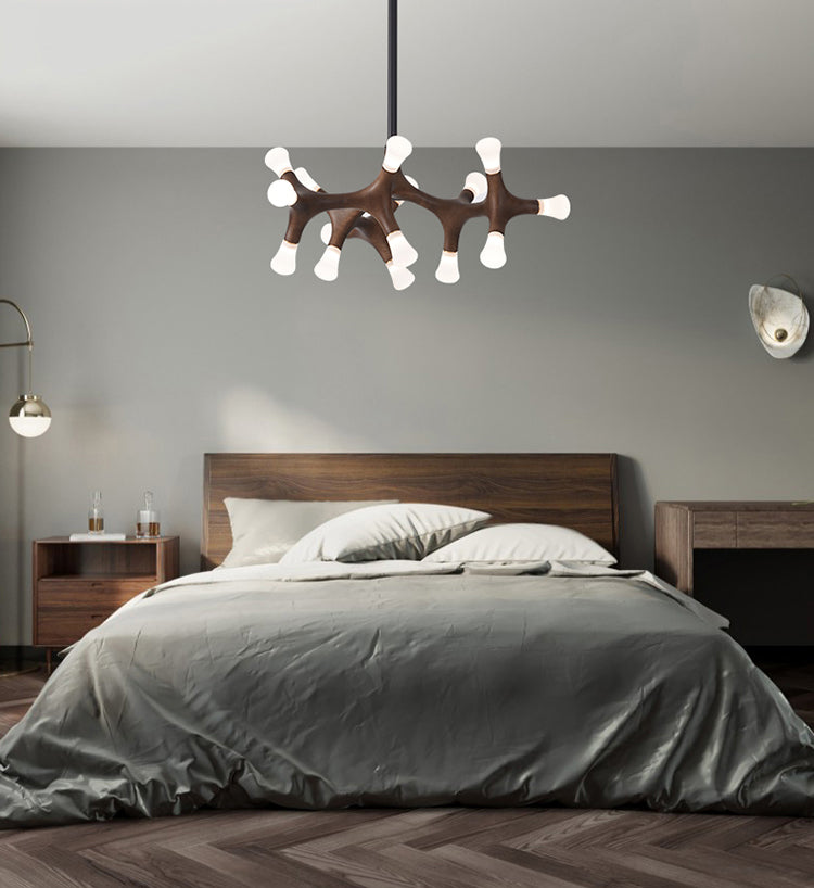 Modern Wooden Living Room Chandelier | LED Industrial | Aurorae