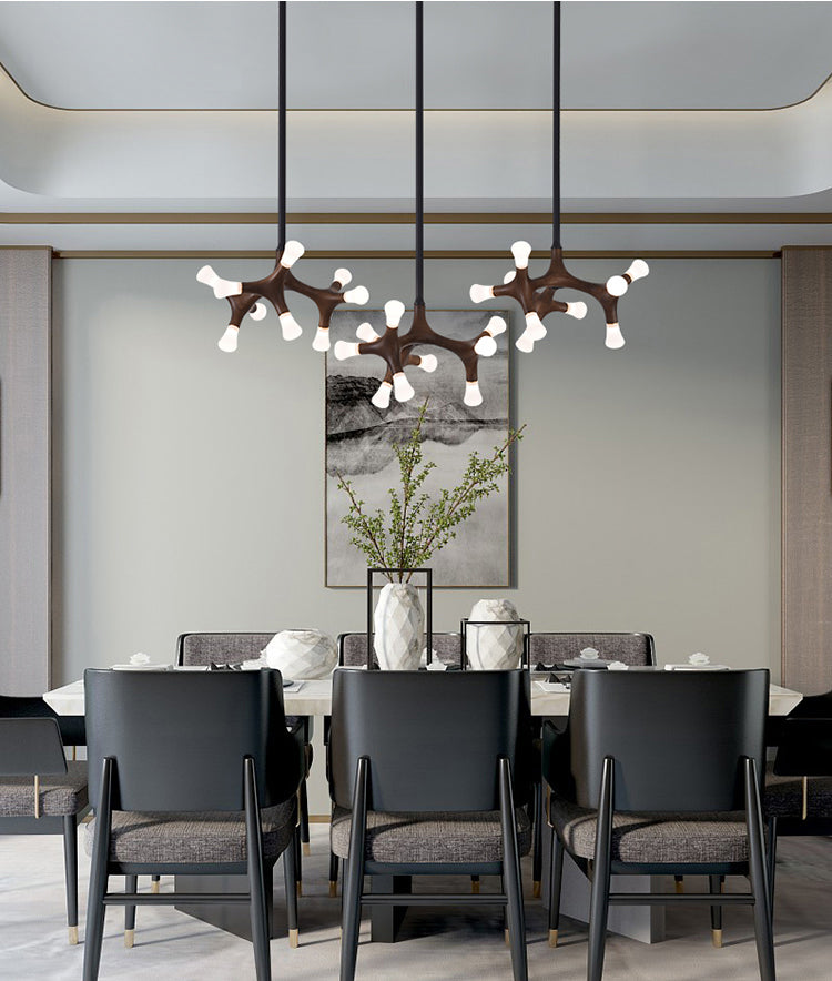 Modern Wooden Living Room Chandelier | LED Industrial | Aurorae