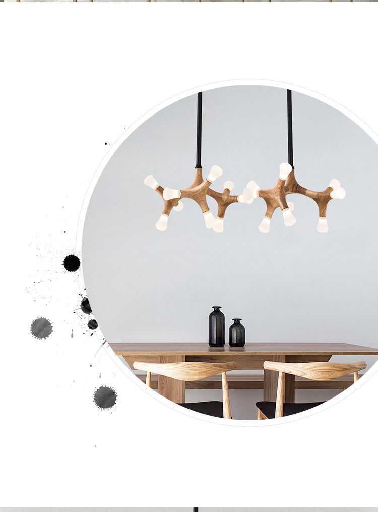Modern Wooden Living Room Chandelier | LED Industrial | Aurorae