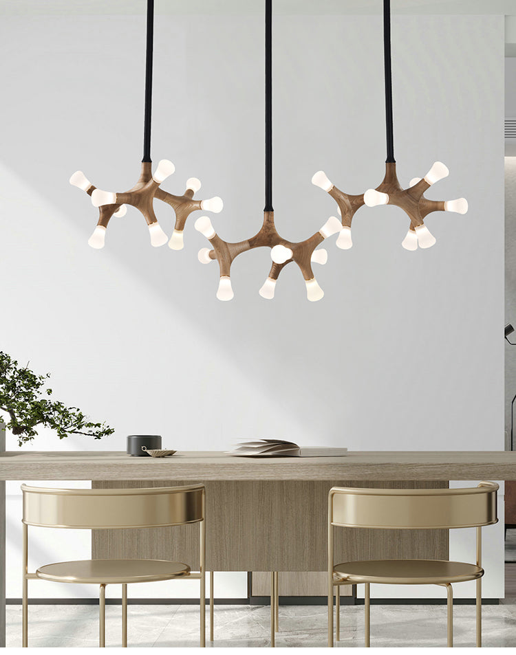 Modern Wooden Living Room Chandelier | LED Industrial | Aurorae