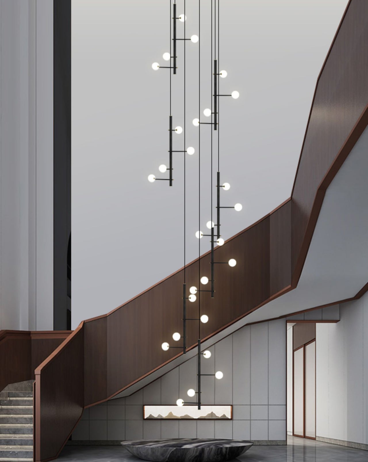 multi lights stairwell chandelier