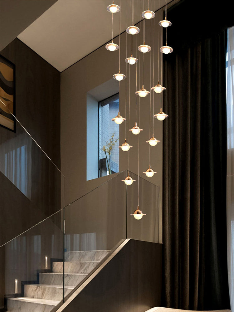 Multi-Light Glass Pendant | Brass Hand-Blown | Aurorae