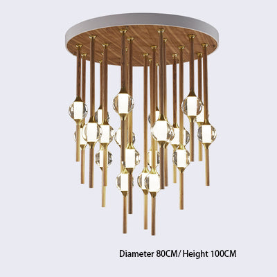 Night Dew Wooden Chandelier | Crystal Glass LED | Aurorae