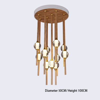 Night Dew Wooden Chandelier | Crystal Glass LED | Aurorae